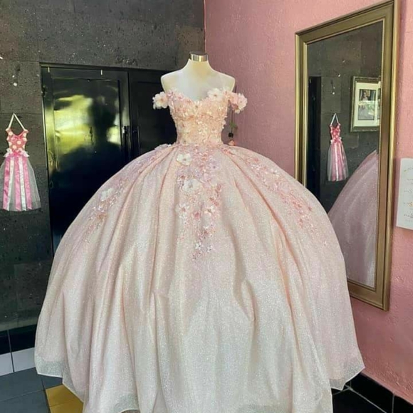 NEW unused pink glittery quinceñera, prom, formal dress. - Picture 6 of 8